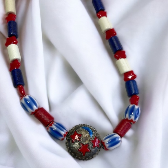 Vintage Patriotic 925 Silver & Beaded Jewelry Set - Picture 2 of 6